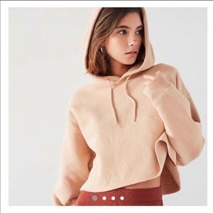 Tan cropped out from under (UO) hoodie